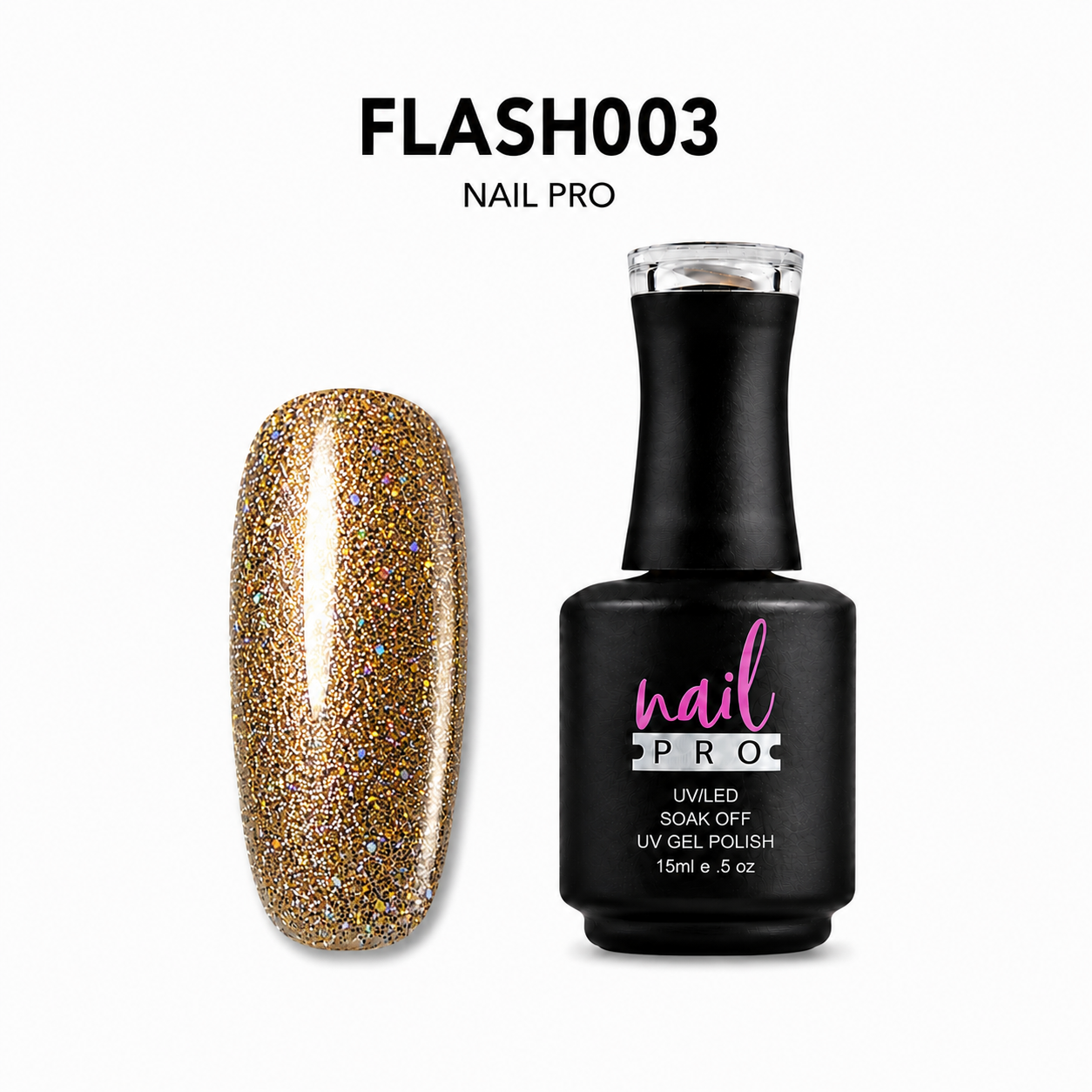 NAIL PRO Esmalte Permanente FLASH 003 REFLECTANTE Dorado