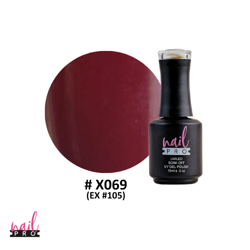 NAIL PRO Esmalte Permanente X069 (ex105) Rojo Guinda