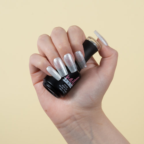 NAIL PRO Esmalte Permanente X130 (ex193) Traslúcido micro glitter silver