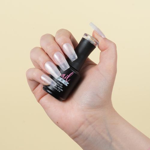 NAIL PRO Esmalte Permanente X131 (ex194) Traslúcido micro glitter tornasol