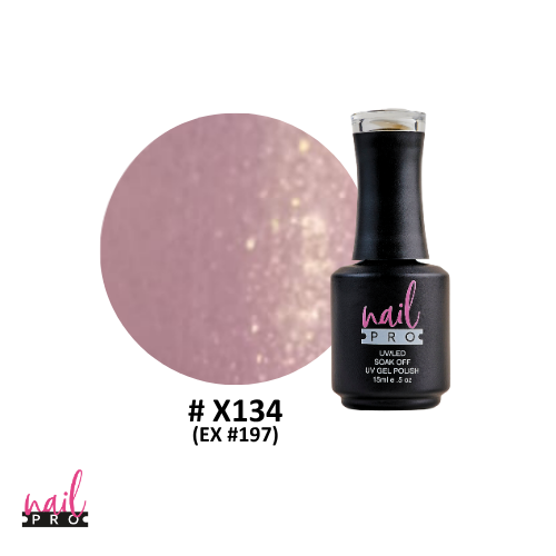 NAIL PRO Esmalte Permanente X134 (ex197) Rosado pastel micro glitter
