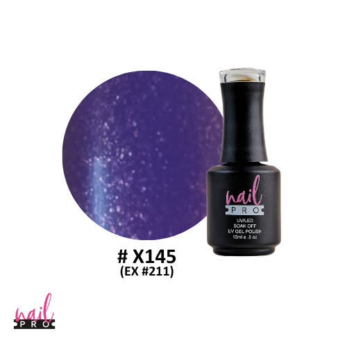NAIL PRO Esmalte Permanente X145 (ex211) Morado micro glitter