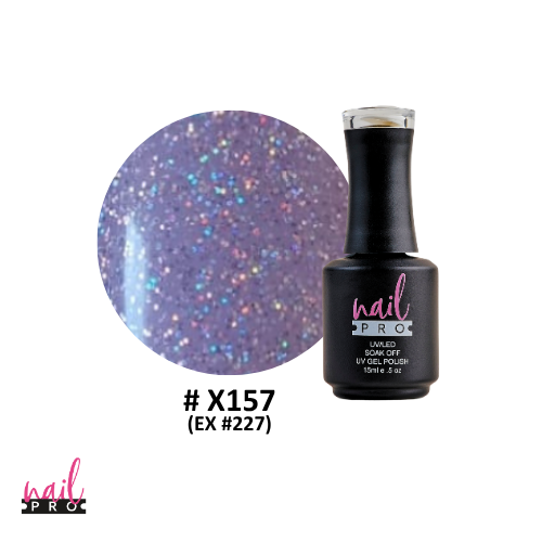 NAIL PRO Esmalte Permanente X157 (ex227) Morado pastel con micro glitter