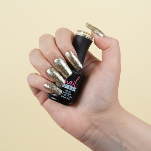 NAIL PRO Esmalte Permanente X202 (exBJ002) Dorado glitter intenso