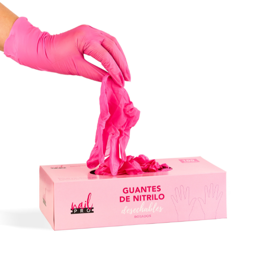 NAIL PRO Guantes Rosados S 100 unidades