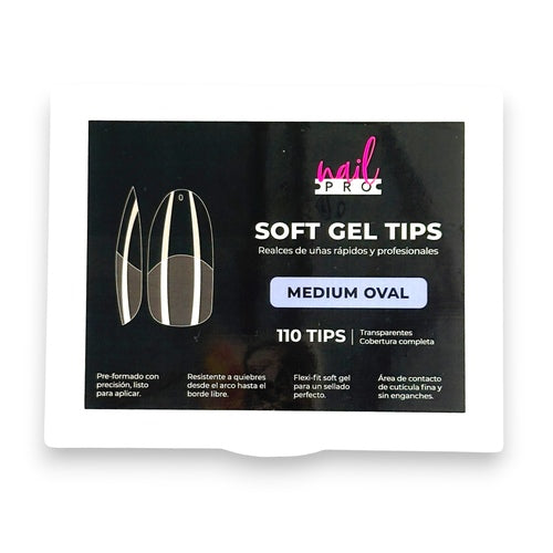 NAIL PRO TIPS SOFT GEL MEDIUM OVAL 110 PCS (PRE-LIMADOS)