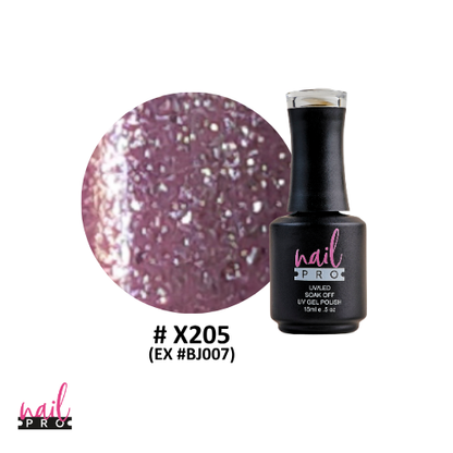 NAIL PRO Esmalte Permanente X205 (exBJ007) Rosa lila glitter intenso