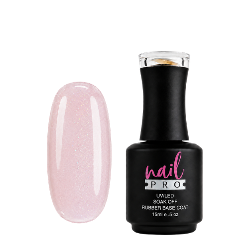 NAIL PRO Base Rubber 15 ml FRENCH018 Tráslucido Pink con glitter