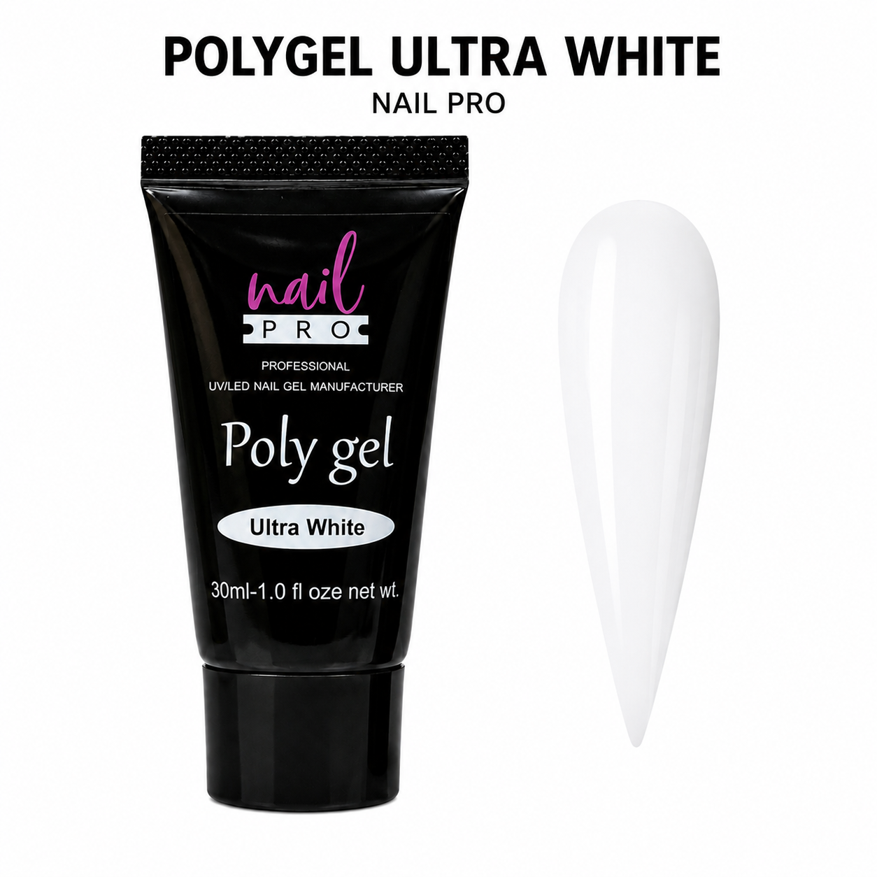 Nail Pro Polygel Ultra White — Acrigel para Extensiones