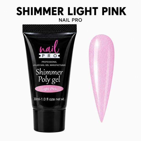 Nail Pro Polygel Shimmer Light Pink — Acrigel para Extensiones
