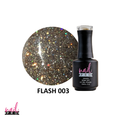 NAIL PRO Esmalte Permanente FLASH 003 REFLECTANTE Dorado
