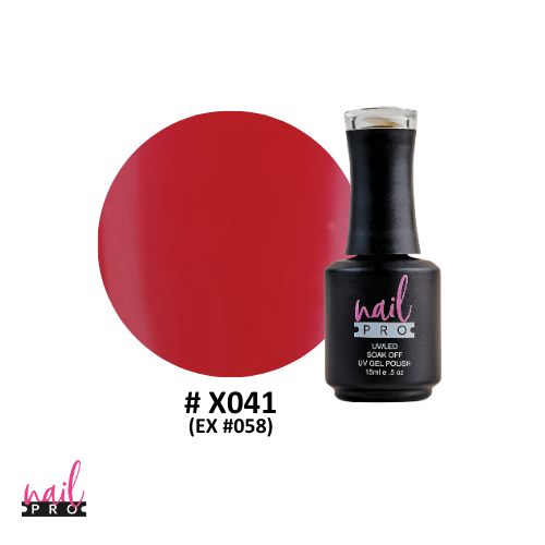 NAIL PRO Esmalte Permanente X041 (ex058) Rojo Fluor