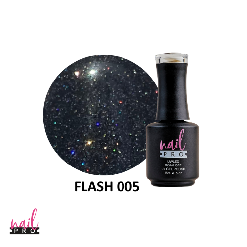 NAIL PRO Esmalte Permanente FLASH 005 REFLECTANTE Negro