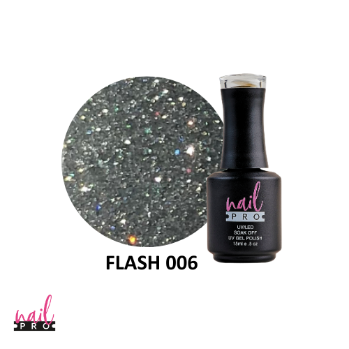 NAIL PRO Esmalte Permanente FLASH 006 REFLECTANTE Plateado