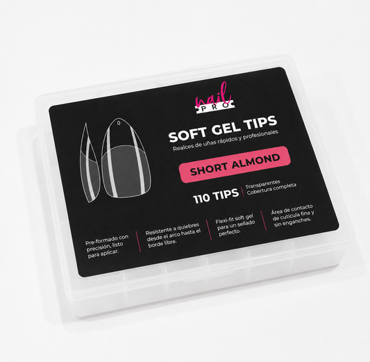 Nail Pro Tips Soft Gel Short Almond 110u — Pre-Limados