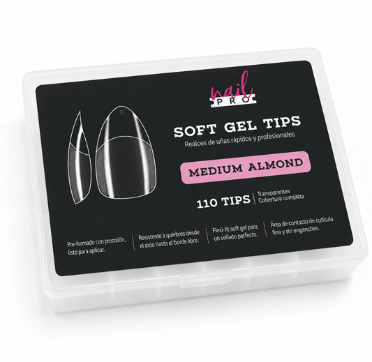 Nail Pro Tips Soft Gel Medium Almond 110u — Pre-Limados