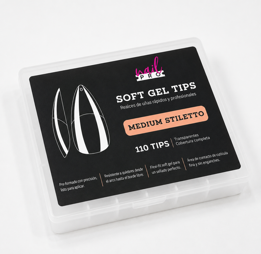 Nail Pro Tips Soft Gel Medium Stiletto 110u — Pre-Limados