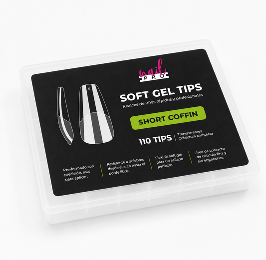 Nail Pro Tips Soft Gel Short Coffin 110u — Pre-Limados
