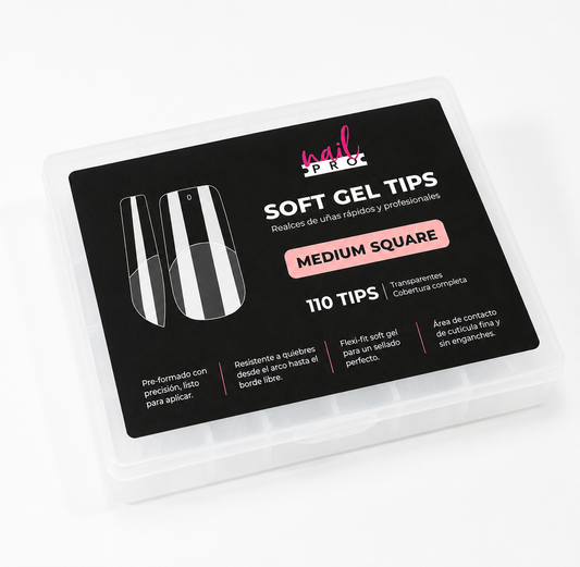 Nail Pro Tips Soft Gel Medium Square 110u — Pre-Limados