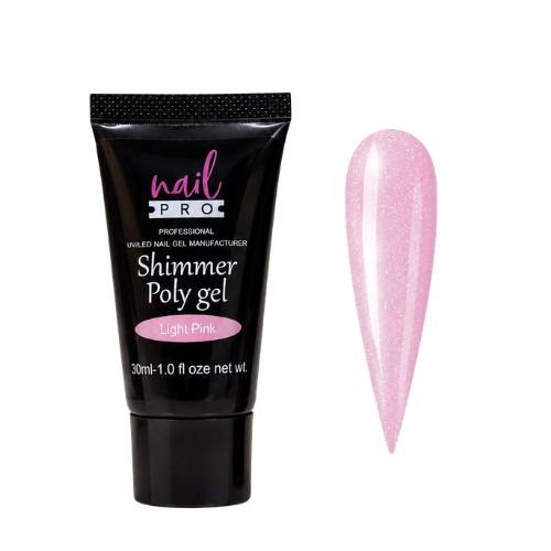 Nail Pro Polygel Shimmer Light Pink — Acrigel para Extensiones