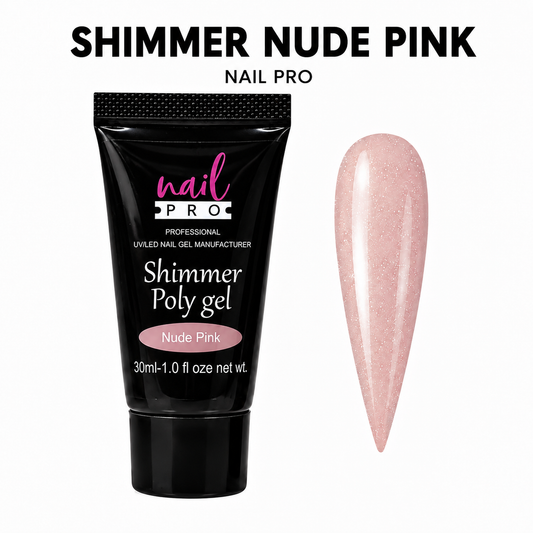 Nail Pro Polygel Shimmer Nude Pink — Acrigel para Extensiones