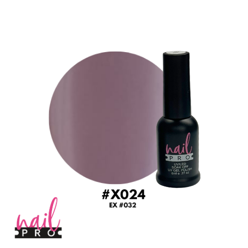 NAIL PRO Esmalte Permanente 8 ml X024 (ex032) Nude Morado Grisaceo