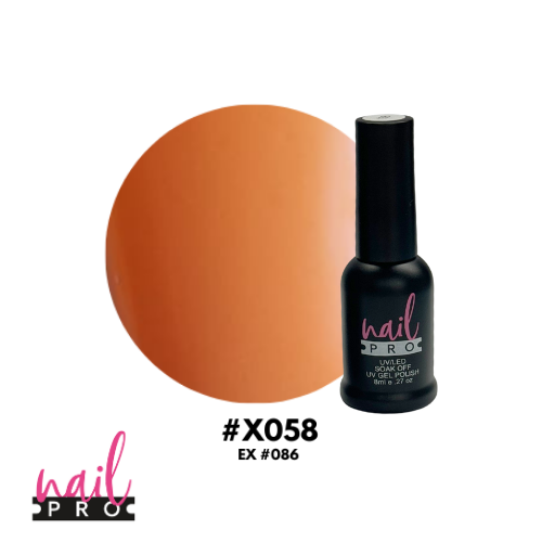 NAIL PRO Esmalte Permanente 8 ml X058 (ex086) Naranjo Pastel
