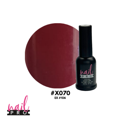 NAIL PRO Esmalte Permanente 8 ml X070 (ex106) Rojo sangre de toro