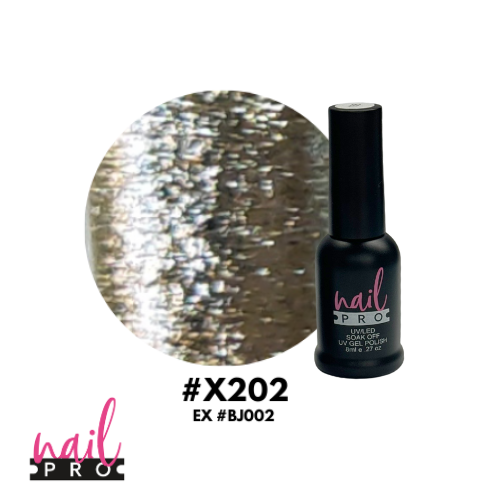 NAIL PRO Esmalte Permanente 8 ml X202  (exBJ002) Dorado glitter intenso