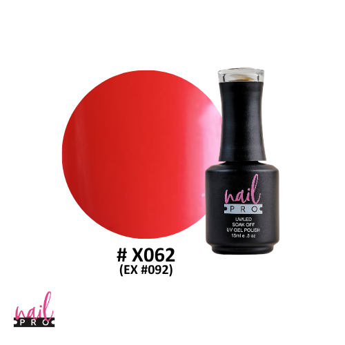 NAIL PRO Esmalte Permanente X062 (ex092) Naranjo rojo Fluor