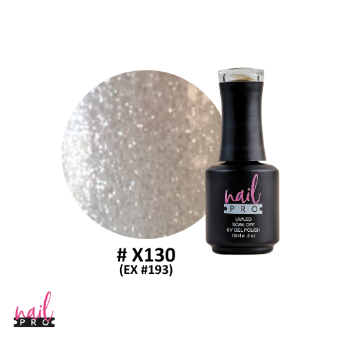 NAIL PRO Esmalte Permanente X130 (ex193) Traslúcido micro glitter silver