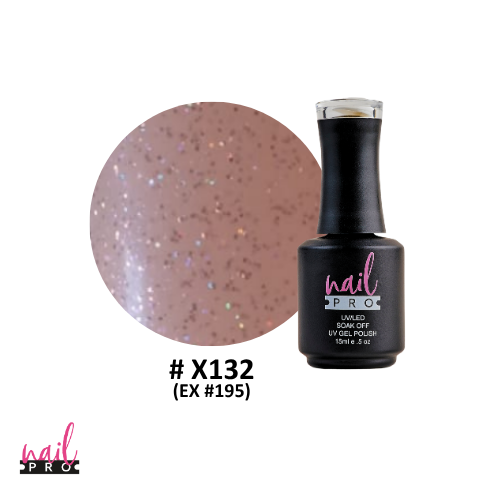NAIL PRO Esmalte Permanente X132 (ex195) Rosa traslúcido micro glitter
