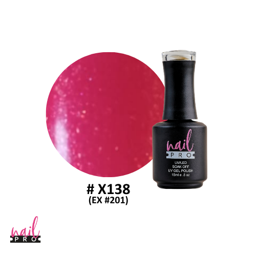 NAIL PRO Esmalte Permanente X138 (EX201) Fucsia microglitter
