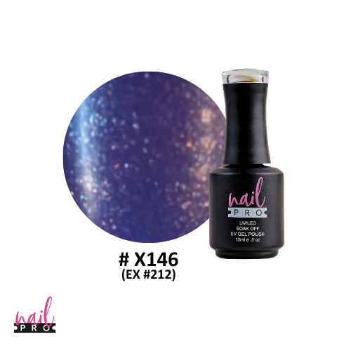 NAIL PRO Esmalte Permanente X146 (ex212) Azul claro con Micro Glitter