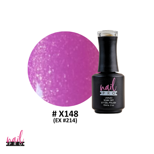 NAIL PRO Esmalte Permanente X148 (ex214) Fucsia lila micro glitter