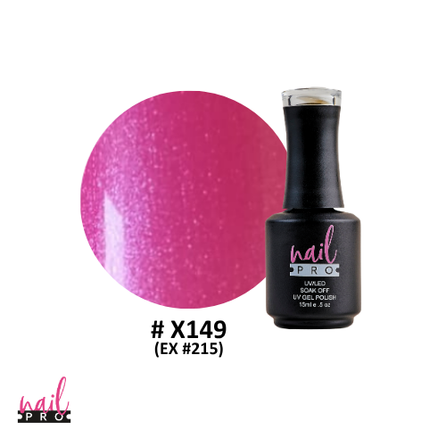 NAIL PRO Esmalte Permanente X149 (EX215) Fucsia perlado micro glitter