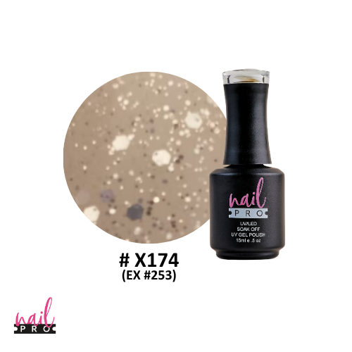 NAIL PRO Esmalte Permanente X174 (ex253) Glitter Traslúcido silver