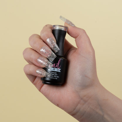 NAIL PRO Esmalte Permanente X174 (ex253) Glitter Traslúcido silver