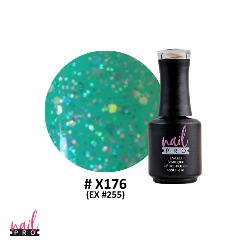 NAIL PRO Esmalte Permanente X176 (ex255) Menta glitter