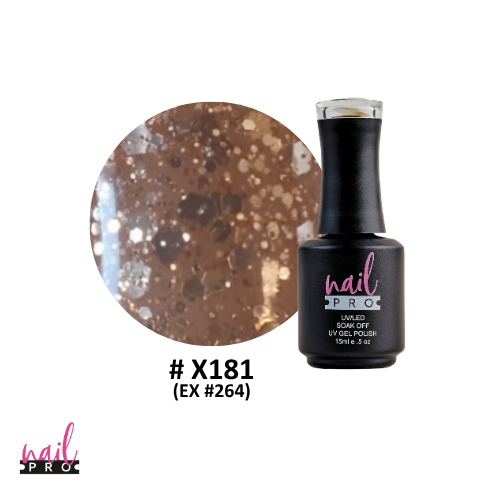NAIL PRO Esmalte Permanente X181 (ex264) Glitter dorado