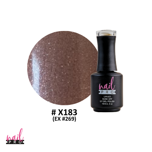NAIL PRO Esmalte Permanente X183 (ex269) Café olivo con micro glitter
