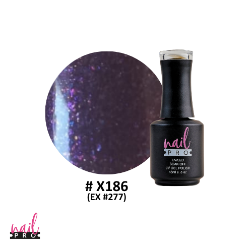 NAIL PRO Esmalte Permanente X186 (ex277) Morado con microglitter