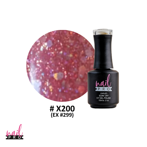 NAIL PRO Esmalte Permanente X200 (ex299) Rojo Glitter