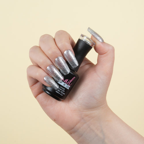 NAIL PRO Esmalte Permanente X201 (exBJ001) Plateado glitter intenso