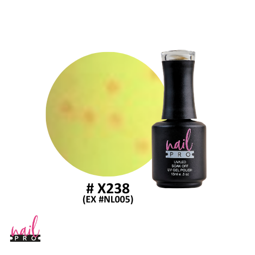 NAIL PRO Esmalte Permanente X238 (exNL005) Amarillo manchitas naranjas