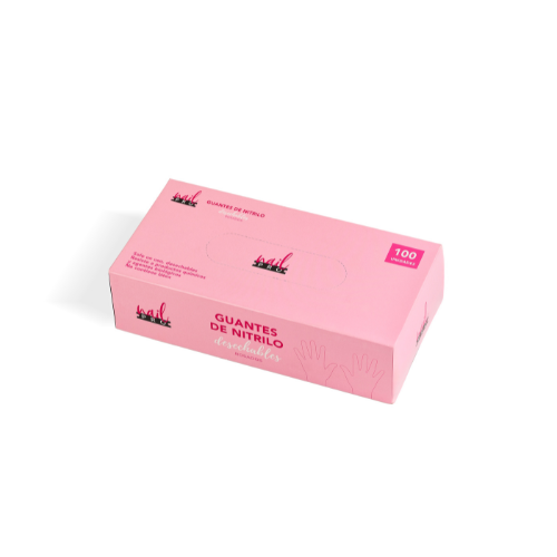 Guantes de Nitrilo Rosa Nail Pro Talla XS — 100 Unidades