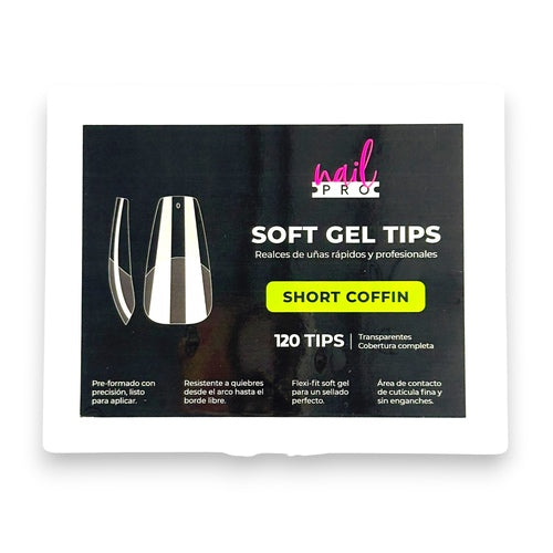 NAIL PRO TIPS SOFT GEL SHORT COFFIN 110 PCS (PRE-LIMADOS)