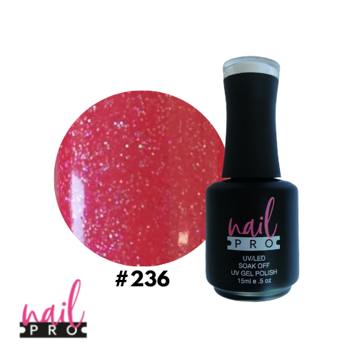 NAIL PRO Esmalte Permanente X164 (EX 236) Rojo con glitter