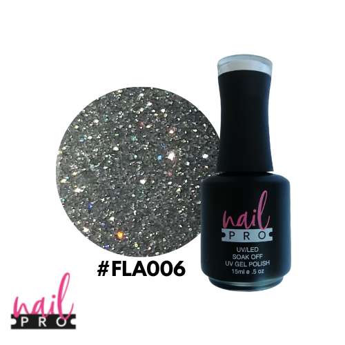 NAIL PRO Esmalte Permanente FLASH 006 REFLECTANTE Plateado