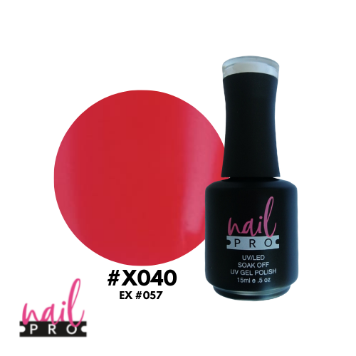 NAIL PRO Esmalte Permanente X040 (ex057) Rojo Coral fluor